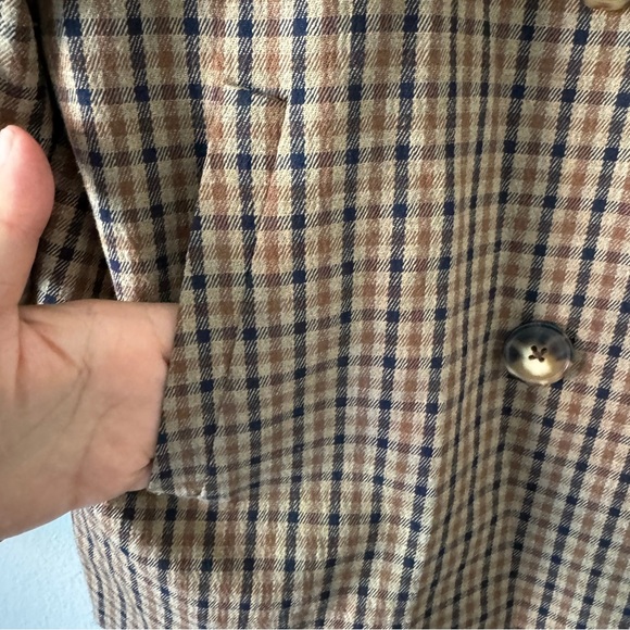 Madewell Caldwell Brown Mandell Plaid Double Breasted Blazer Jacket Size L - Picture 4 of 7